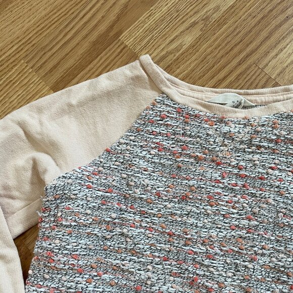 Lands End Kids Textured Knit Sweater Beige & pink Long Sleeve Size S - Picture 3 of 7